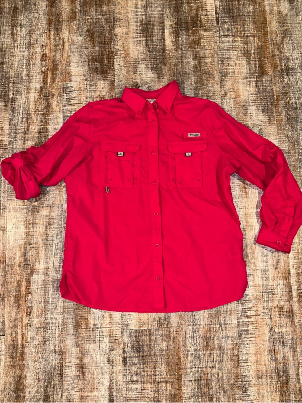 Columbia PFG Women’s Large, Bright Pink Button-Down Shirt